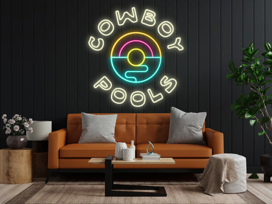Cowbow Pools Neon Sign