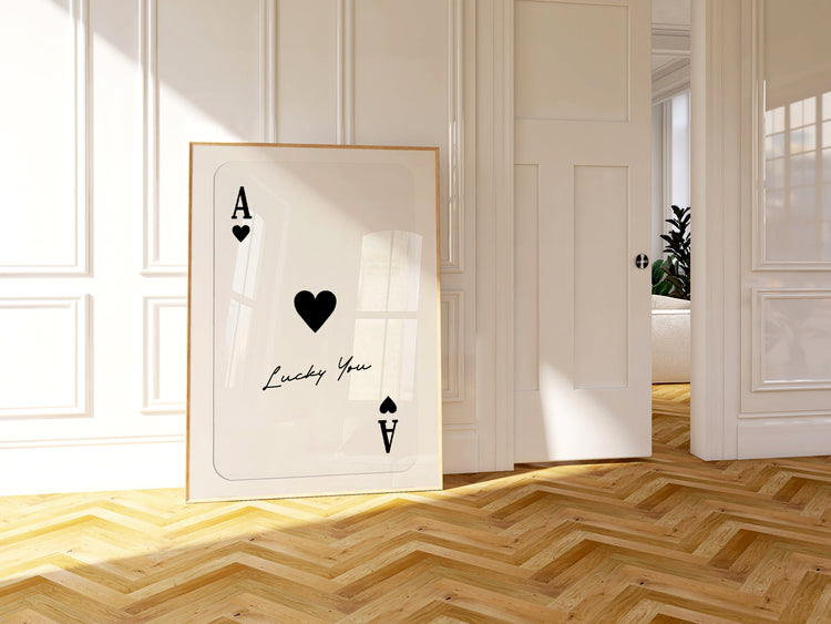 Lucky You - Ace of Hearts Wall Print (Black)