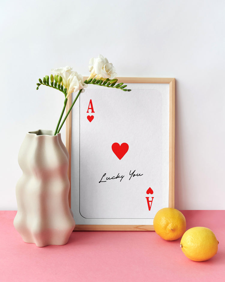 Lucky You - Ace of Hearts Wall Print (Red)