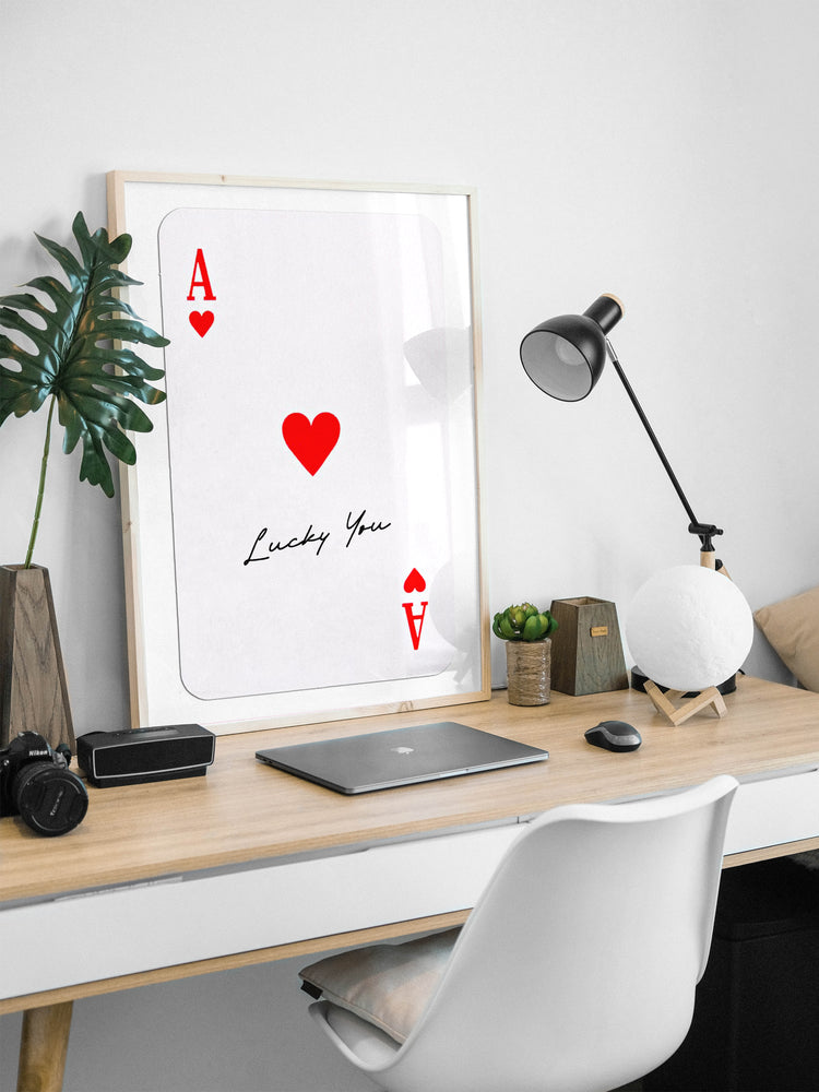 Lucky You - Ace of Hearts Wall Print (Red)
