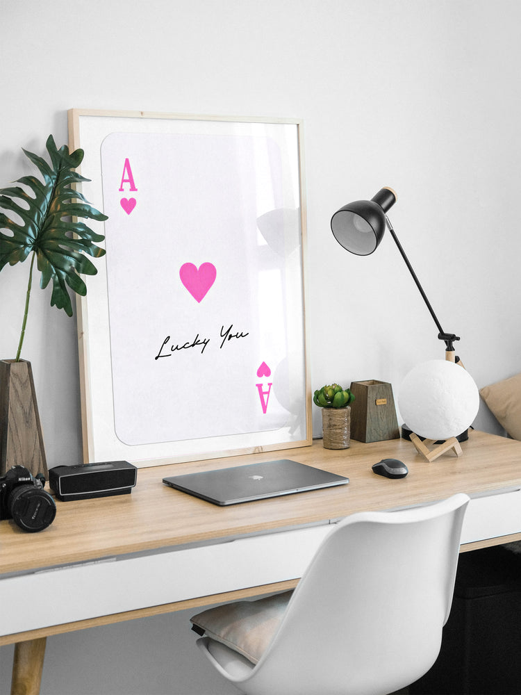 Lucky You - Ace of Hearts Wall Print (Pink)