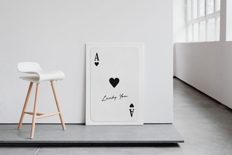 Lucky You - Ace of Hearts Wall Print (Black)