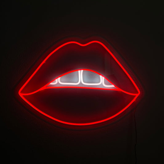 Bite Me Lips & Teeth Neon Sign